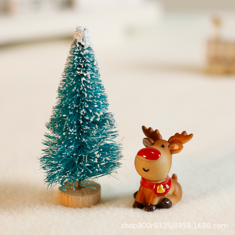 サンタクロース公仔ヘラジカ雪だるま樹脂小置物クリスマス装飾品砂盤微景観ミニ置物|undefined