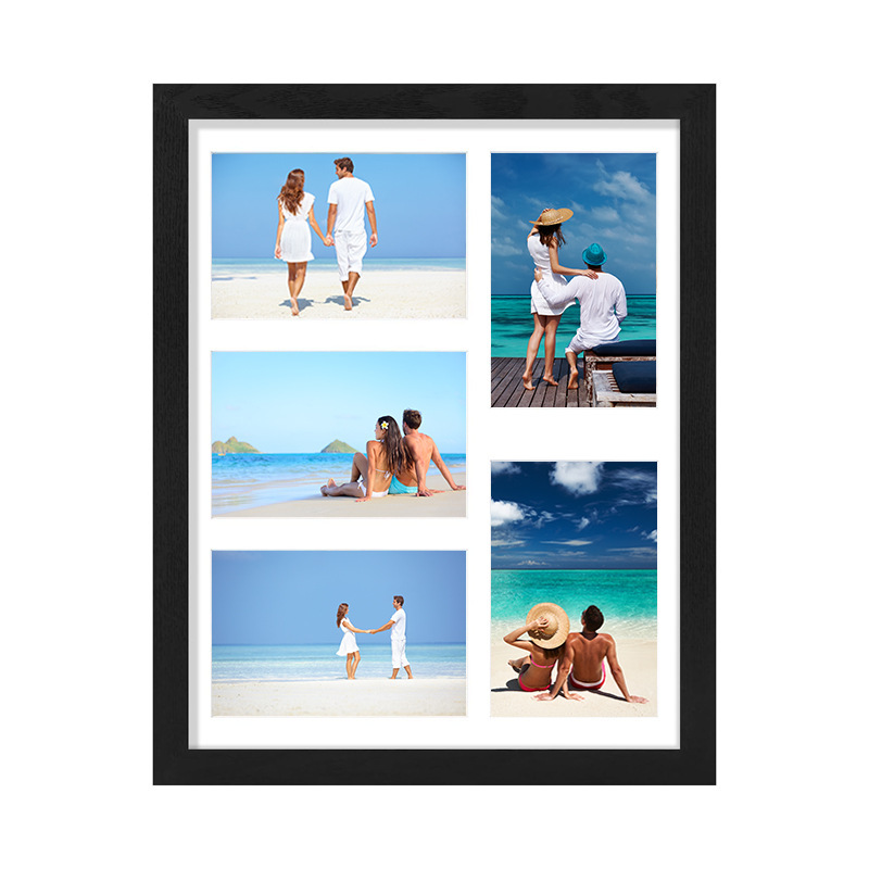 Cross-Border Amazon 5-Grid Family Couple DIY Photo Frame Puzzle with 5 Photos and Wall-Mounted Display Commemorative Photo Frame