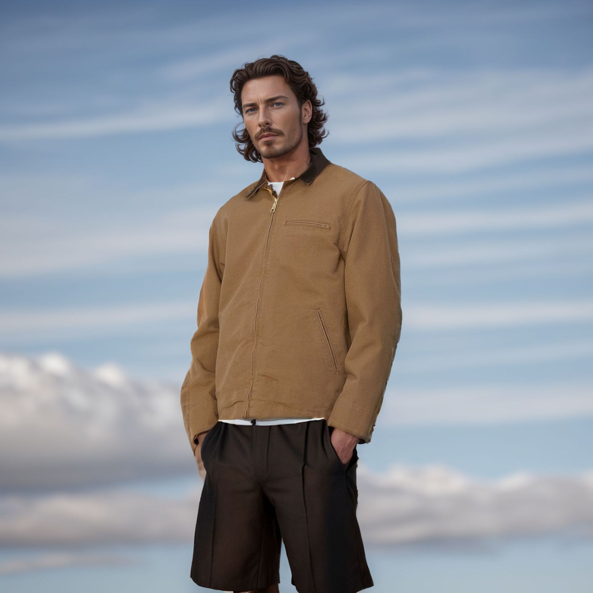 Veste à glissière à col pour homme avec nouvelle couleur bloquée pour le printemps et l'automne_voghion.com