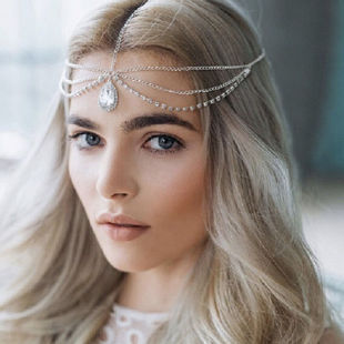 Exotic ethnic style drop-shaped headdress forehead decoration diamond chain Crystal Princess hair accessories bohemian Super fairy hair band