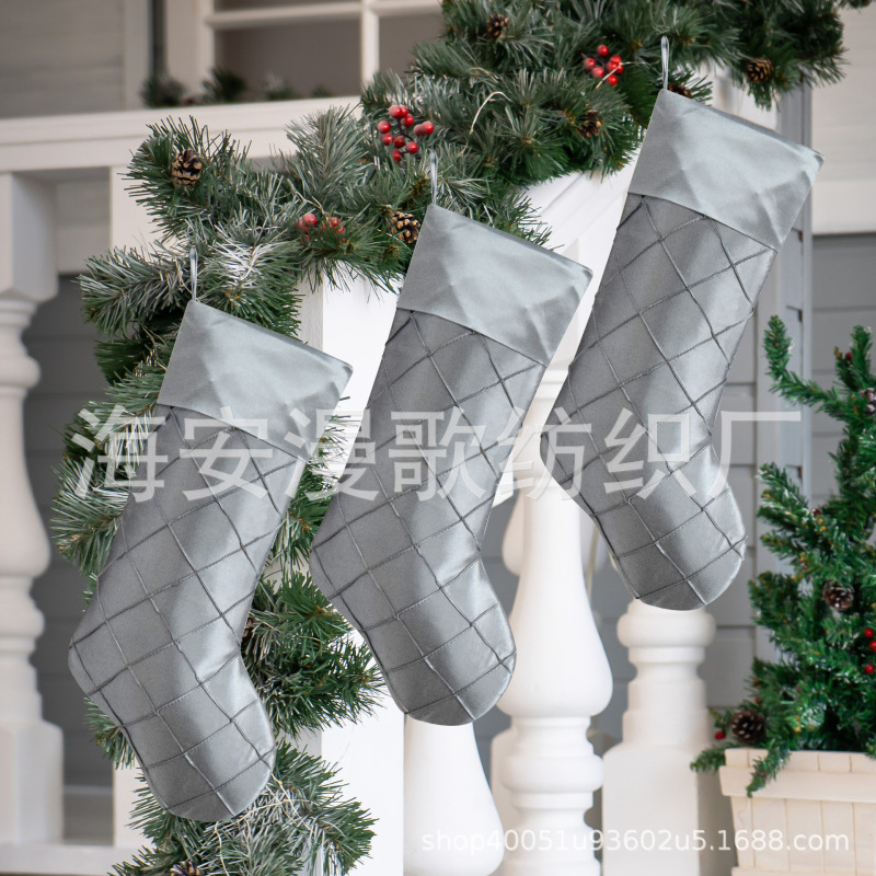Cross Border silver Single Diamond Christmas Stocking 10 "x 19" Christmas Gift Bag Gift Bag Christmas Decoration Holiday Use