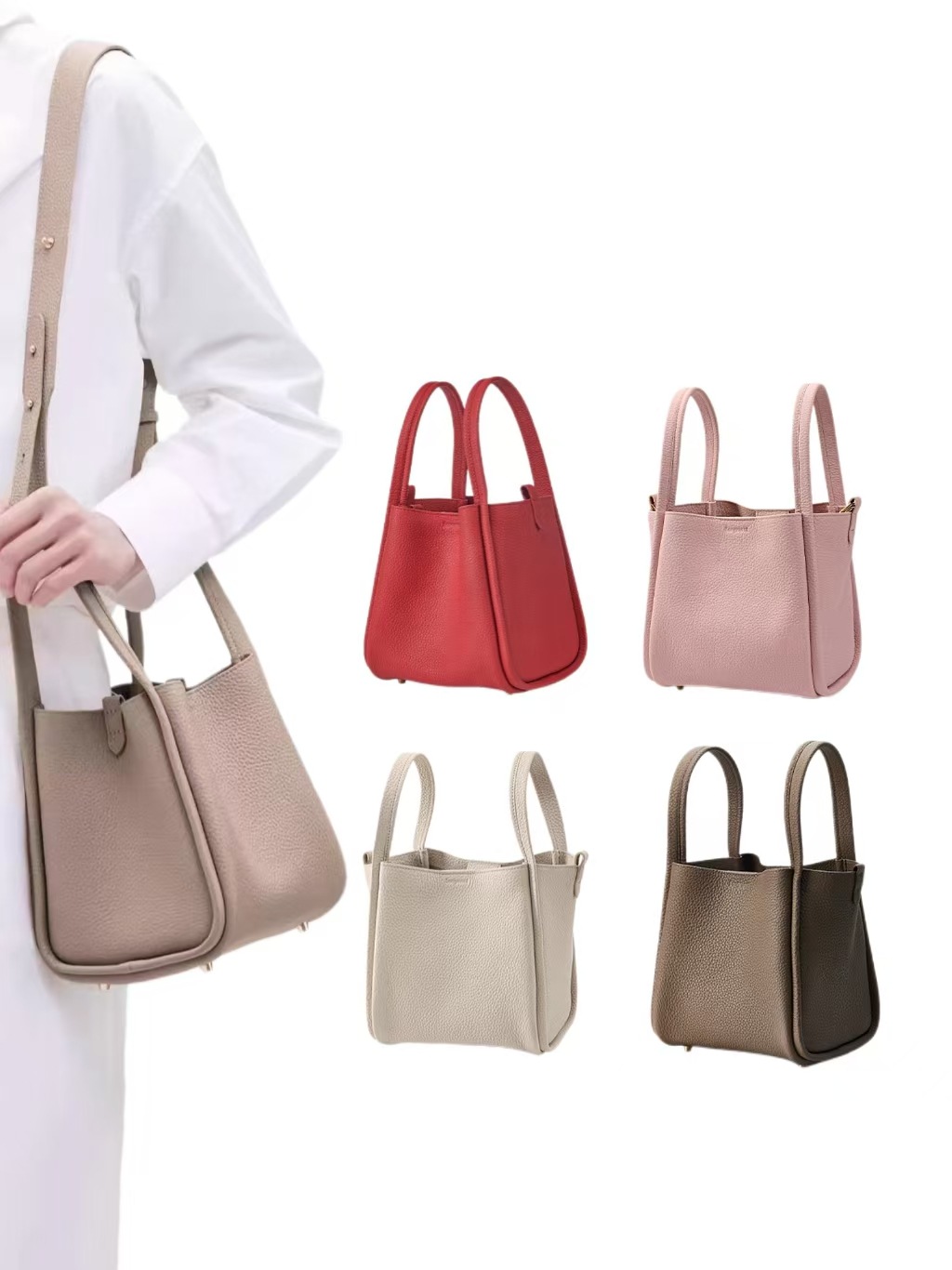 [In Stock] Songshan Xia Cai Lanzhi Medium Series Cowhide Handbag Crossbody Versatile Large Capacity Bucket Bag Songshan