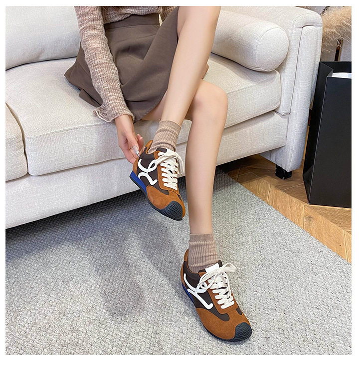 Giày sneaker nữ dáng Agandexun buộc dây tăng chiều cao bên trong 5 cm, mũi tròn, phong cách casual — Màu hồng, Màu nâu đậm, Màu xám, Màu đen chi tiết 23