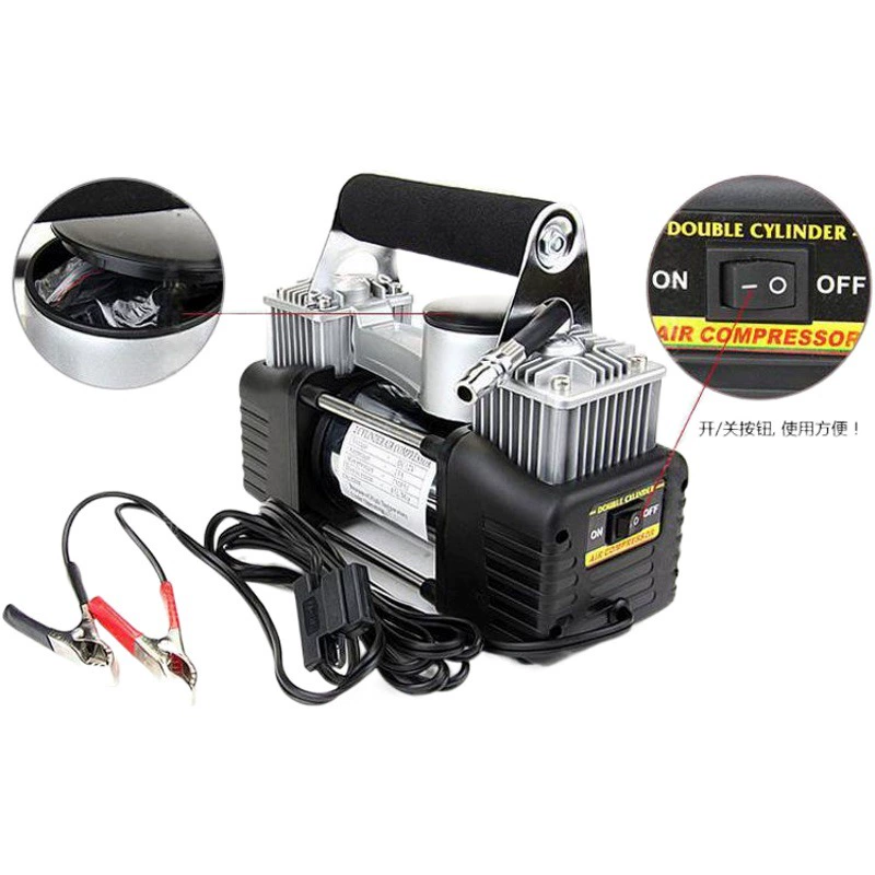Автомобильный двухцилиндровый воздушный насос 12 В портативный автомобильный воздушный насос для шин Электрический дозатор воздушного насоса высокого давления