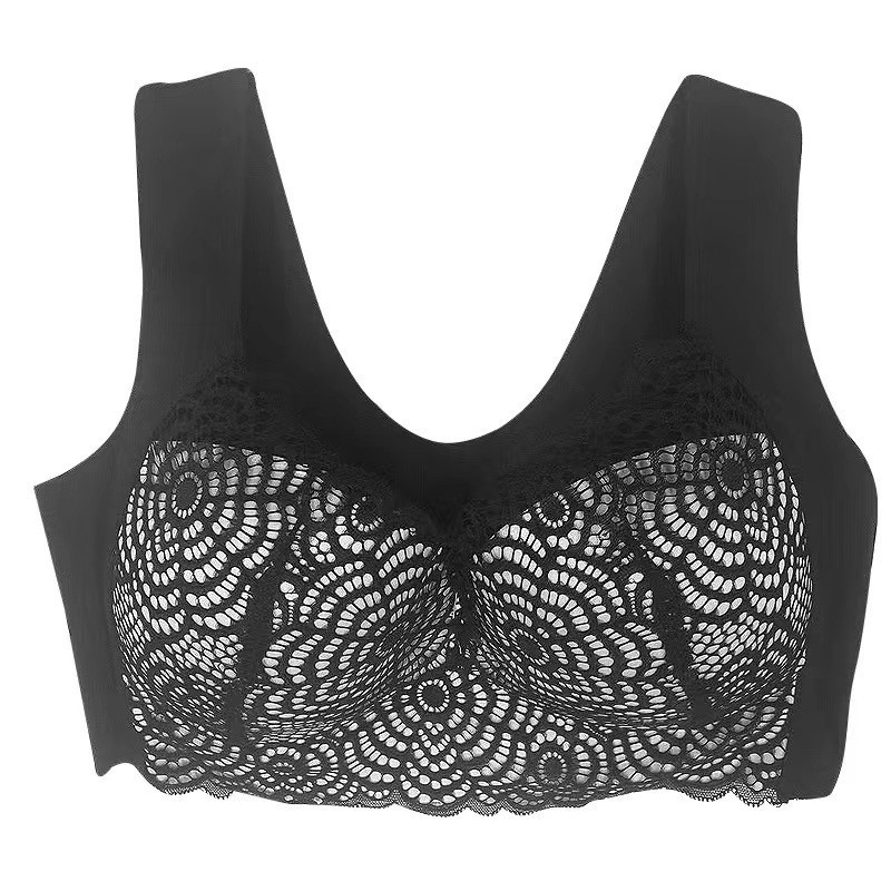 Más tamaño inalámbrico Comercio exterior ropa interior sexy encaje deportes dormir chaleco sujetador Chubby chica delgada push up bra