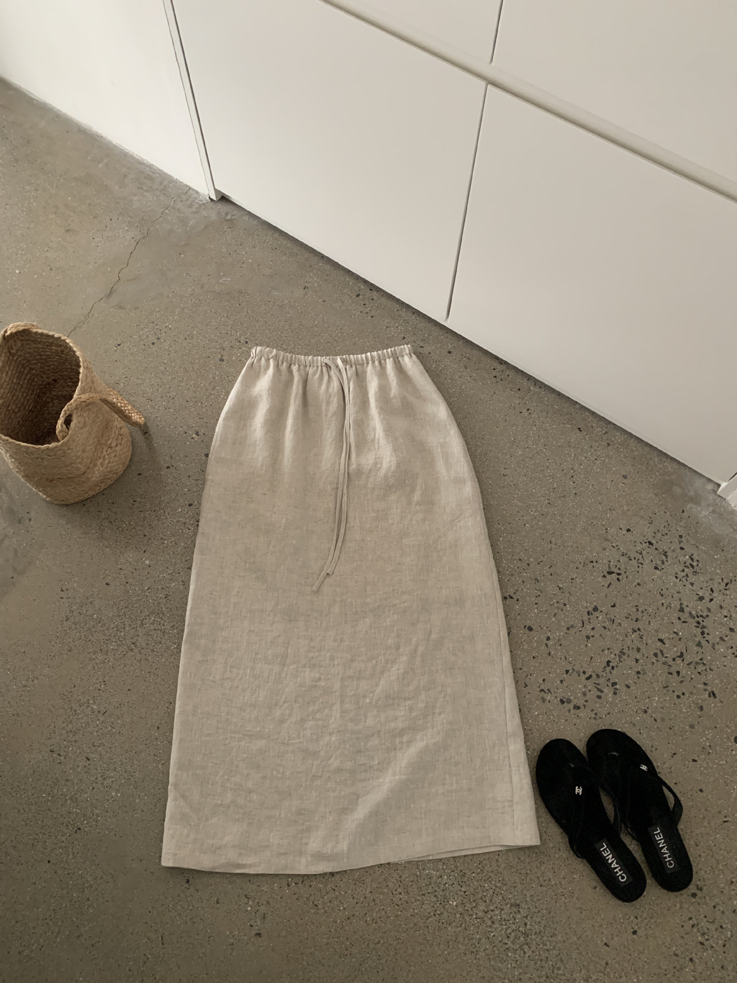 Chân váy linen dài Hàn Quốc cạp thun dây rút phong cách đơn giản — xanh đậm, Xanh da trờicolor, Xanh nước biển, màu tím chi tiết 15