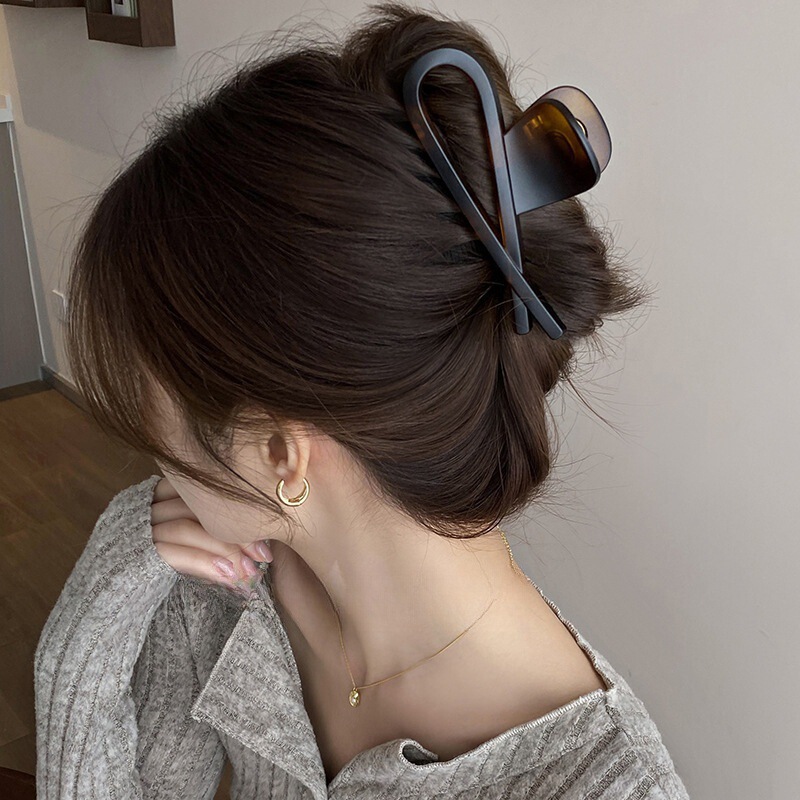 Temperament Design ~ Retro Acrylic Hairpin Female Sense Back Head Disc Hair Grab Clip 2024 New Shark Clip