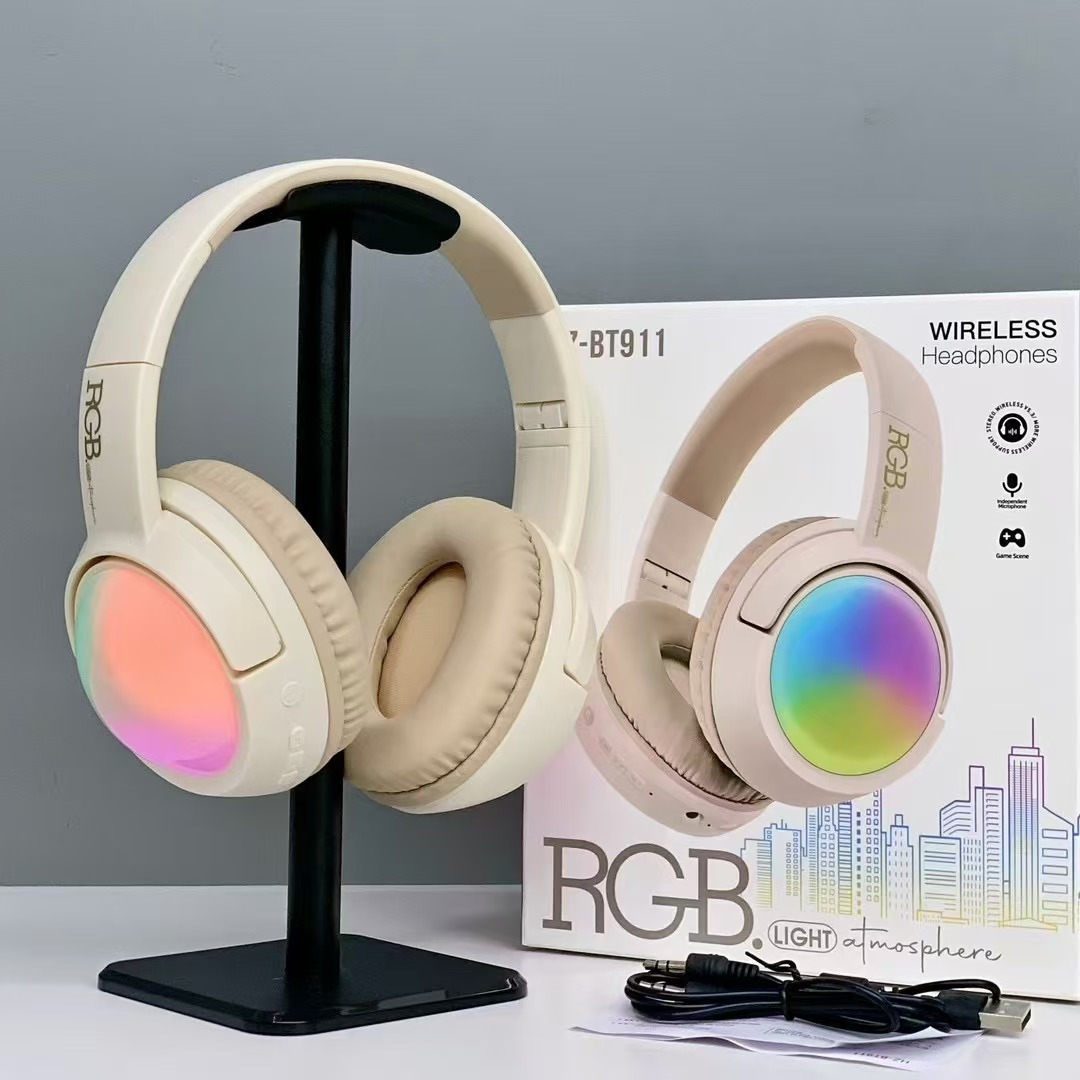 Nuevos productos de comercio exterior BT911 auriculares Bluetooth inalámbricos de larga duración auriculares de juego de tarjetas luminosas RGB