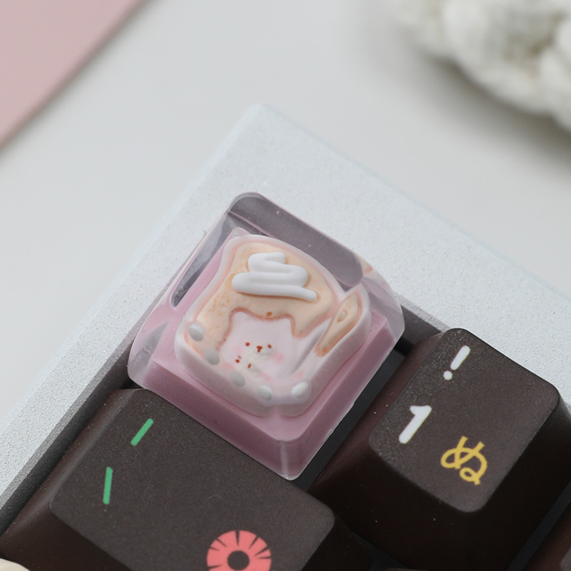 スポットパーソナライズ樹脂接着剤半透明かわいい猫キーキャップクロス軸メカニカルキーボードキーキャップシングル高さ|undefined