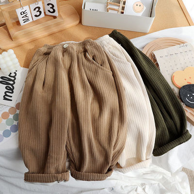 Plush girl children thickening trousers winter Children Korean one Easy keep warm Casual pants