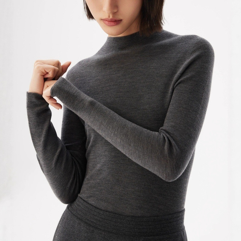 Wool Base Layer 18-Stitch Seamless One-Piece Half Turtleneck Women's Sweater 2025 Autumn and Winter New Soft Waxy Knitted Top