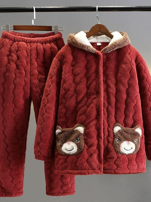 Осенний и зимний коралловый бархатный пижама женский зимний