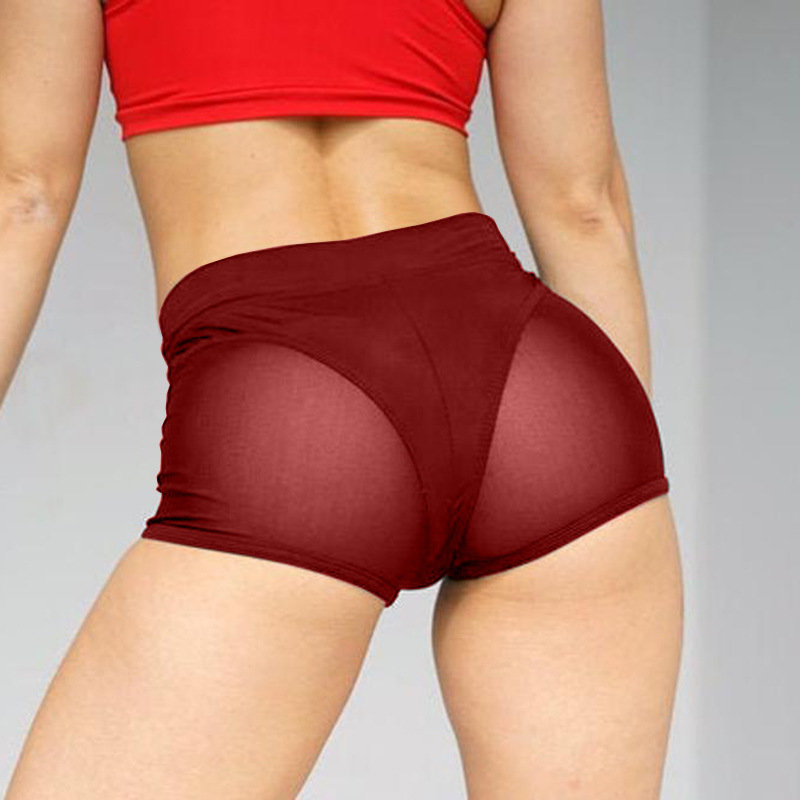 Sexy mesh sports yoga underwear stretch bottoming shorts短裤