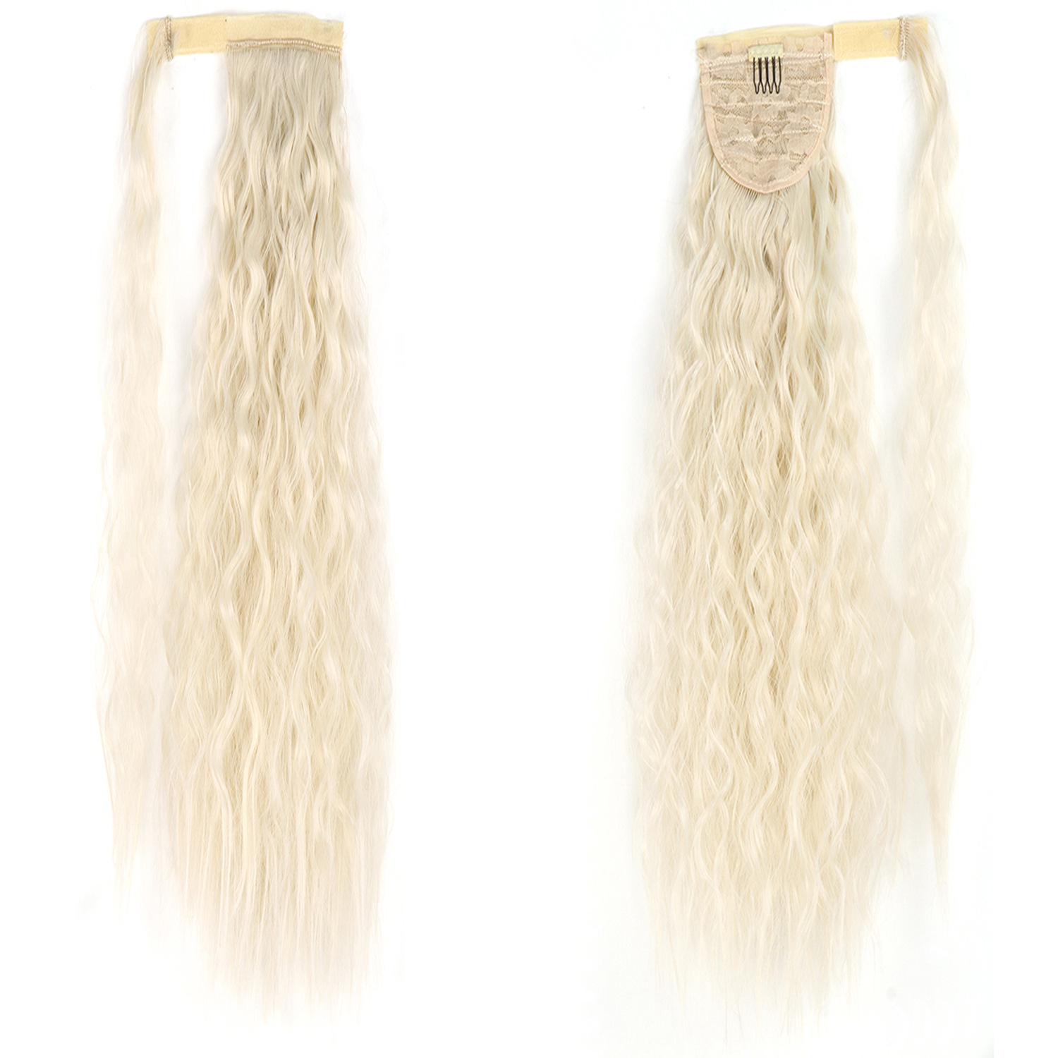 85CM peluca cola de caballo velcro maíz caliente cola de caballo largo cabello rizado fibra de caballo