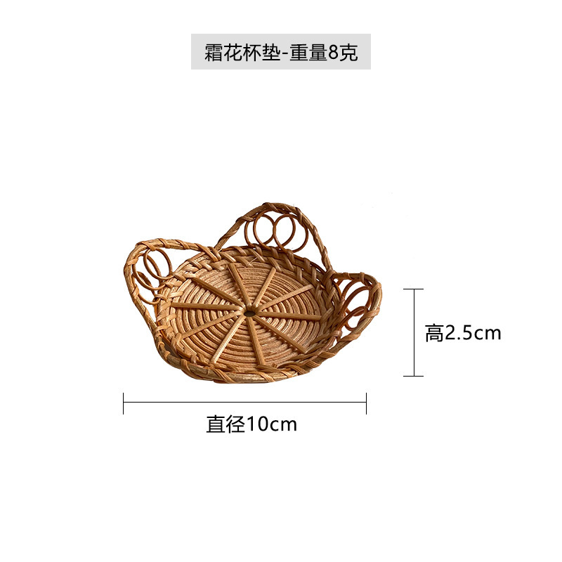 ベトナム秋藤編蓋置茶漏れカップマット茶道部品オフィス収納ケース防かび実木円形挿し木|undefined