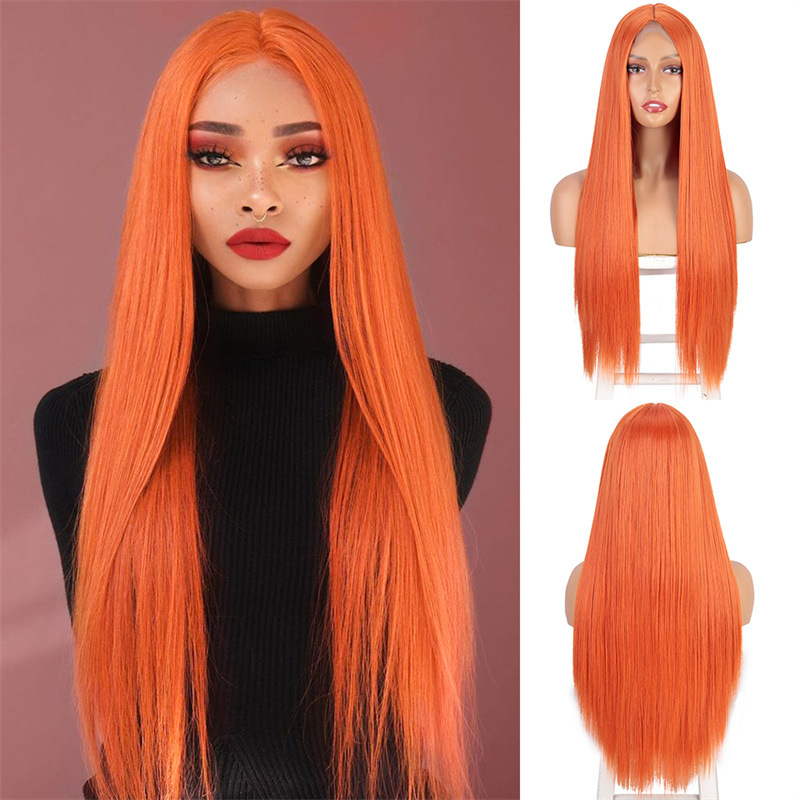 Unisex Fashion Street High Temperature Wire Centre Parting Long Straight Hair Wigs display picture 1