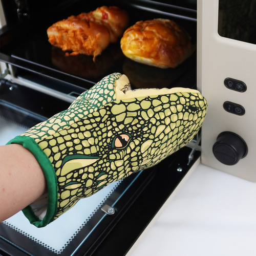 Cartoon Animal Insulated Gloves Alligator Thick Oven Gloves BBQ Gloves Kitchen Heat-Resistant Anti-Scald Gloves