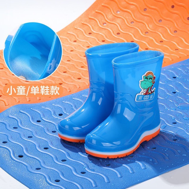 Shanghai Double Money Children's Rain Shoes Children's Warm Three-color Wear-resistant Non-slip Anti-bottom Water Rubber Shoes PVC Rain Boots