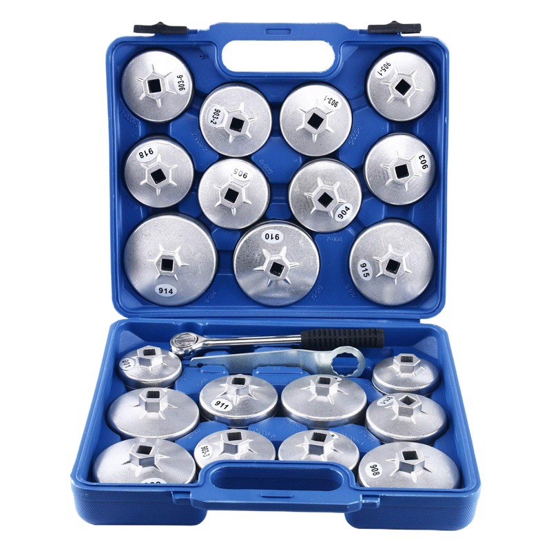 23 piezas de llave de filtro de aceite de tapa, llave de rejilla de aceite, elemento de filtro de aceite, desmontador, llave de filtro de máquina tipo tapa de tazón
