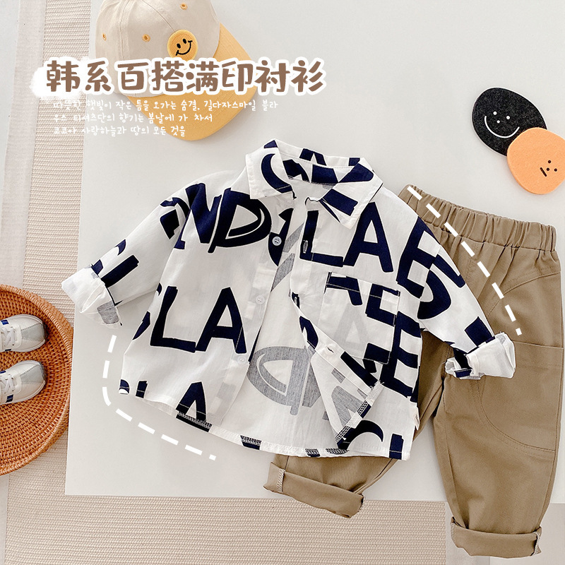Camisas para niños de primavera y otoño, ropa de otoño para niños de manga larga, camisas guapas, 2025, ropa fresca de moda para niños y bebés de estilo occidental