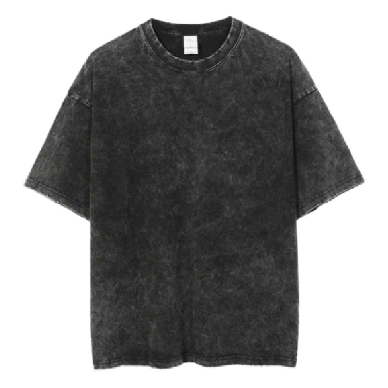 230g de algodón pesado lavado y desgastado Camiseta de manga corta estilo de tierra de desecho americano hombres y mujeres parejas ropa de clase color sólido suelto