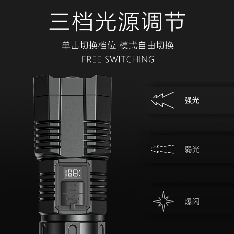 Nuevas linternas transfronterizas carga lámpara de trabajo visualización digital lámpara de reparación de automóviles luz intensa mini lámpara de reparación de automóviles al aire libre