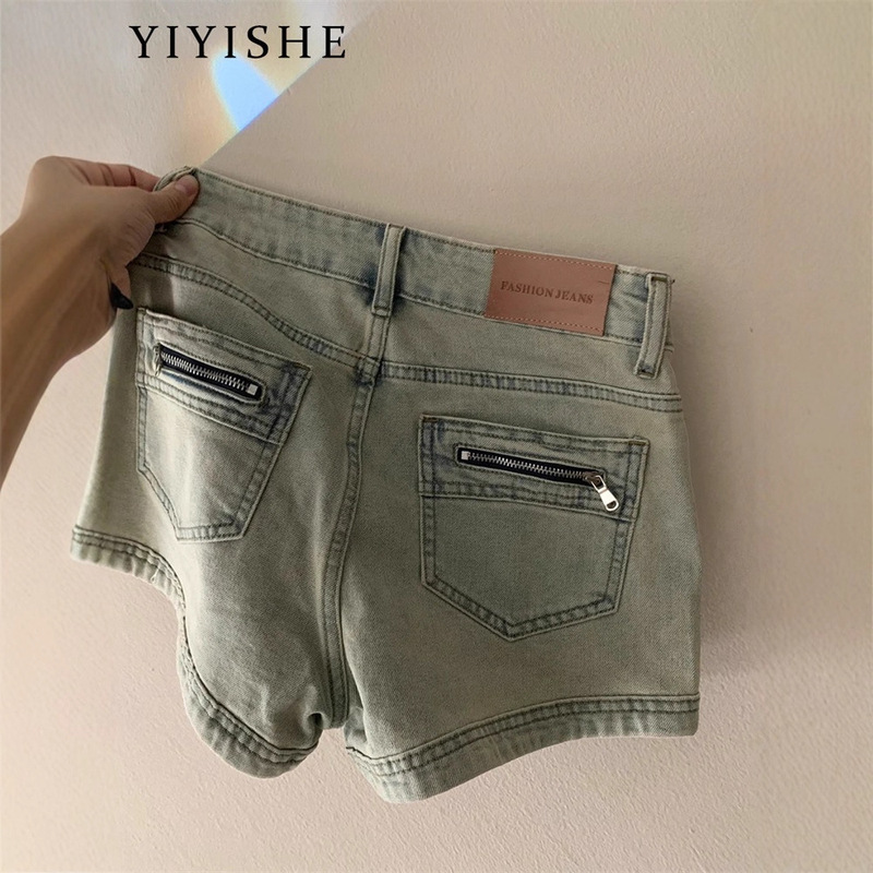 Hot Girl Tight Denim Shorts for Women 2025 Summer New Style Petite American High-Waisted Slimming A-Line Hip-Hugging Hot Pants