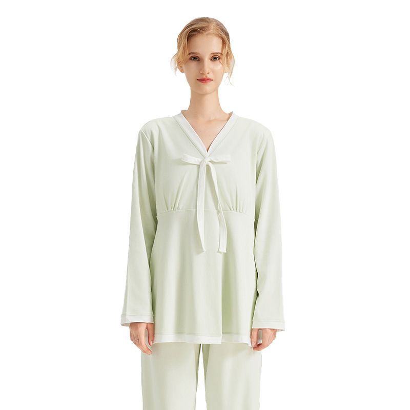 秋冬季月子服新款纯棉a类哺乳套装喂奶孕期产后带胸垫孕妇家居服|undefined