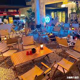 户外露营风酒吧桌椅组合烧烤奶茶店咖啡厅外摆商用休闲折叠椅