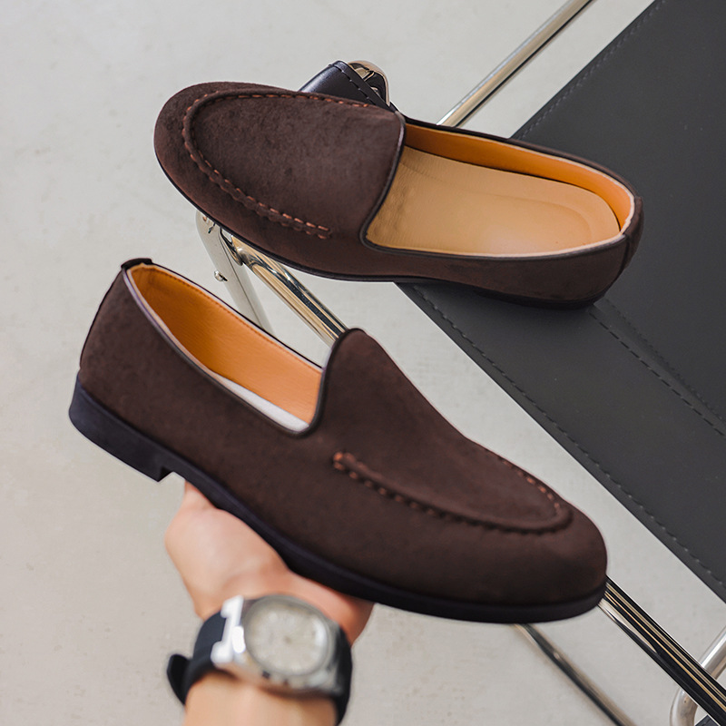 Lefu shoes 2025 verano de un pie doudou shoes británico retro al aire libre casual suela blanda zapatos perezosos comercio exterior zapatos de hombre