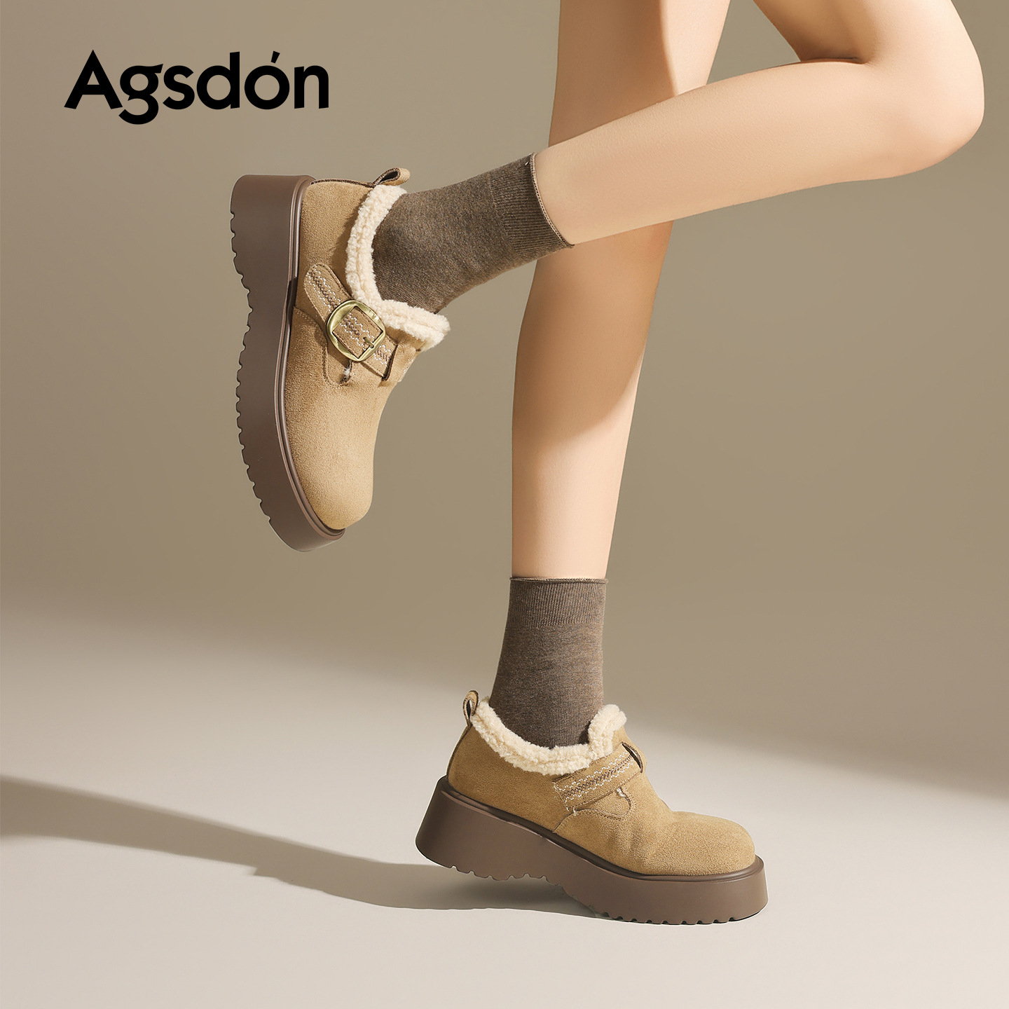 Augu Lion Deng Xiaoping Bocken Women Otoño / Invierno 2025 Nuevo Bocken Algodón de suela gruesa Maternidad Botas de nieve de suela suave