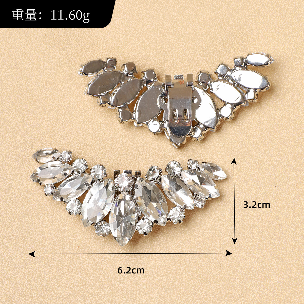 Nuevos zapatos de tacón alto diy, hebilla, punta de zapato, accesorios superiores, hebilla de metal de diamantes de imitación, zapatos de boda desmontables, accesorios de calzado