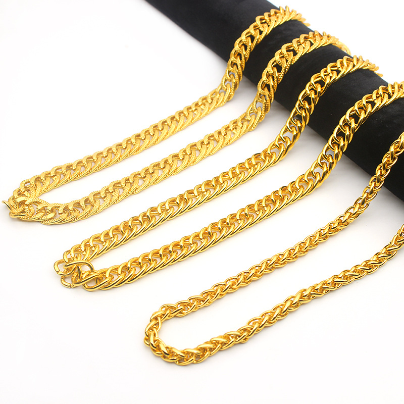 Color-preserving imitation gold large gold chain thick domineering men's new gold-plated gold color Internet celebrity necklace men's fashion