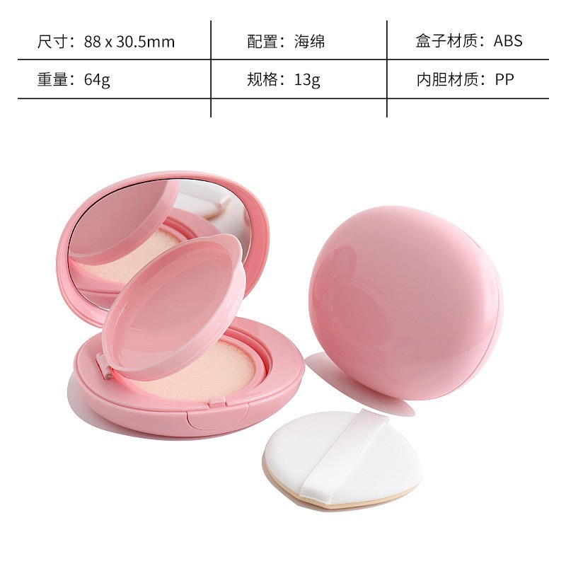 13g ピンクオーバルエアクッション、パウダーパフ付き、ABS