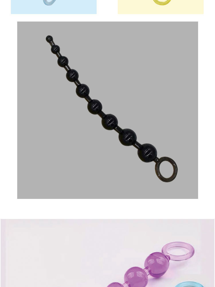 Anal Beads Pull-Chain Plug, TPE, Graduated Beads, Loop Handle — detail image 6
