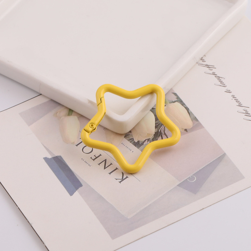 カラフルな塗装五芒星スプリングキーホルダー diy 手作りバッグバックルカラビナジュエリー材料アクセサリー|undefined