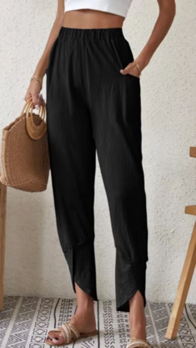 Pocket Design Retro Style Women's Daily Retro Solid Color Full Length Pocket Casual Pants