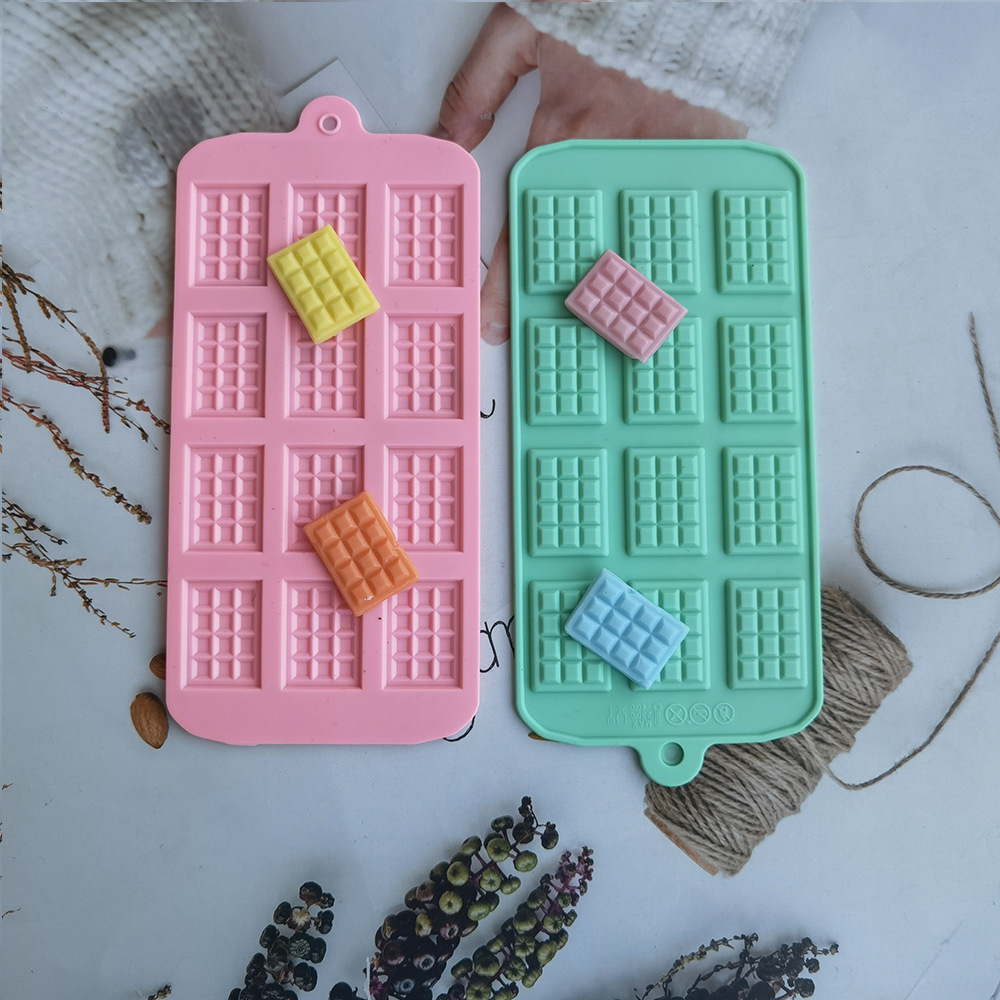 Silicone 12 waffle chocolate inserción vela flip goteo de goma molde de galletas molde de jalea pudín