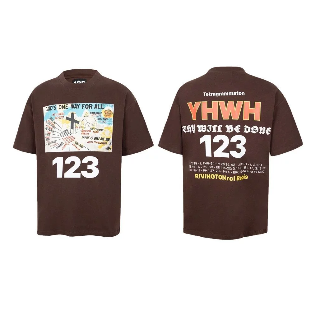 Трансграничная фабрика прямых продаж 2024 новая американская футболка с уличным принтом, свободная повседневная мужская футболка с короткими рукавами