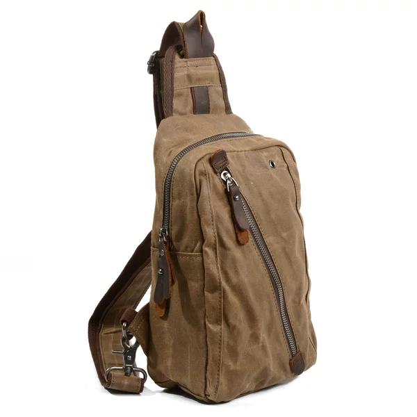 2025 Summer New Retro Oil Wax Canvas Fashion Chest Bag Multi-Compartment Shoulder Cycling Outdoor Casual Messenger Bag