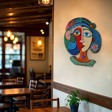 跨境现货树脂抽象人脸装饰画客厅酒吧咖啡馆复古艺术挂画创意墙饰