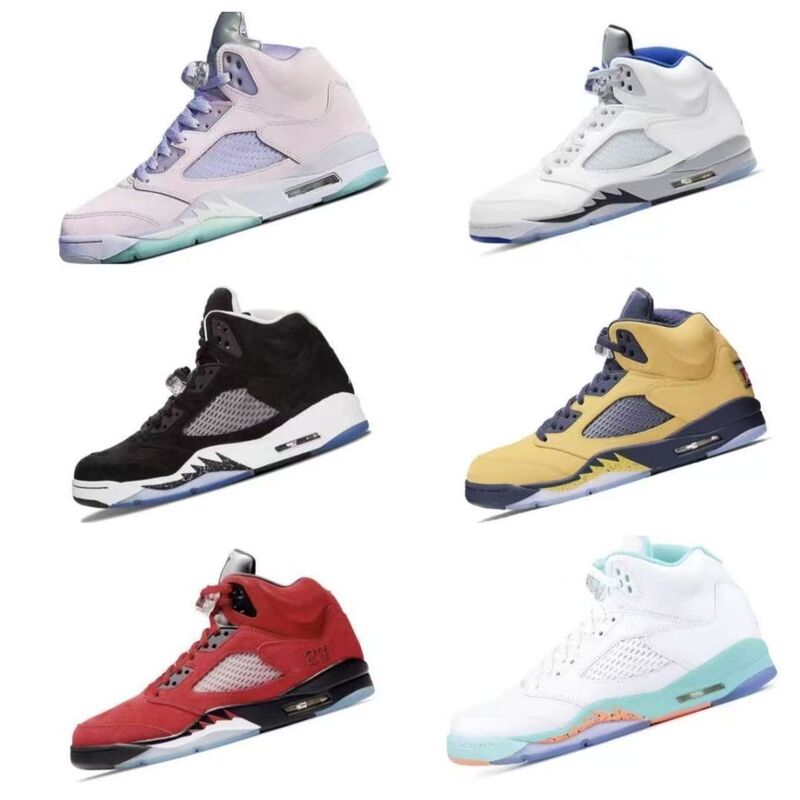 Aj5 Fashion High-Top Men's Shoes Basketball Shoes Sports Casual Shoes Paris Rukawa Maple Black and White Sail Cicada Wings