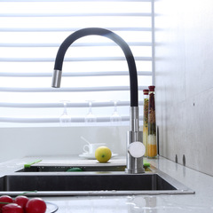 Cross-border export SUS304 stainless steel flat three-way rubber pipe kitchen sink basin cold and hot water faucet