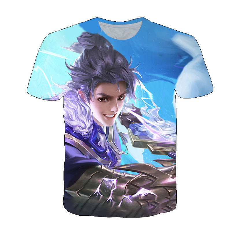 Camiseta de manga corta con estampado digital bidimensional de verano 3d verano para adolescentes y niños juego de gloria para hombres