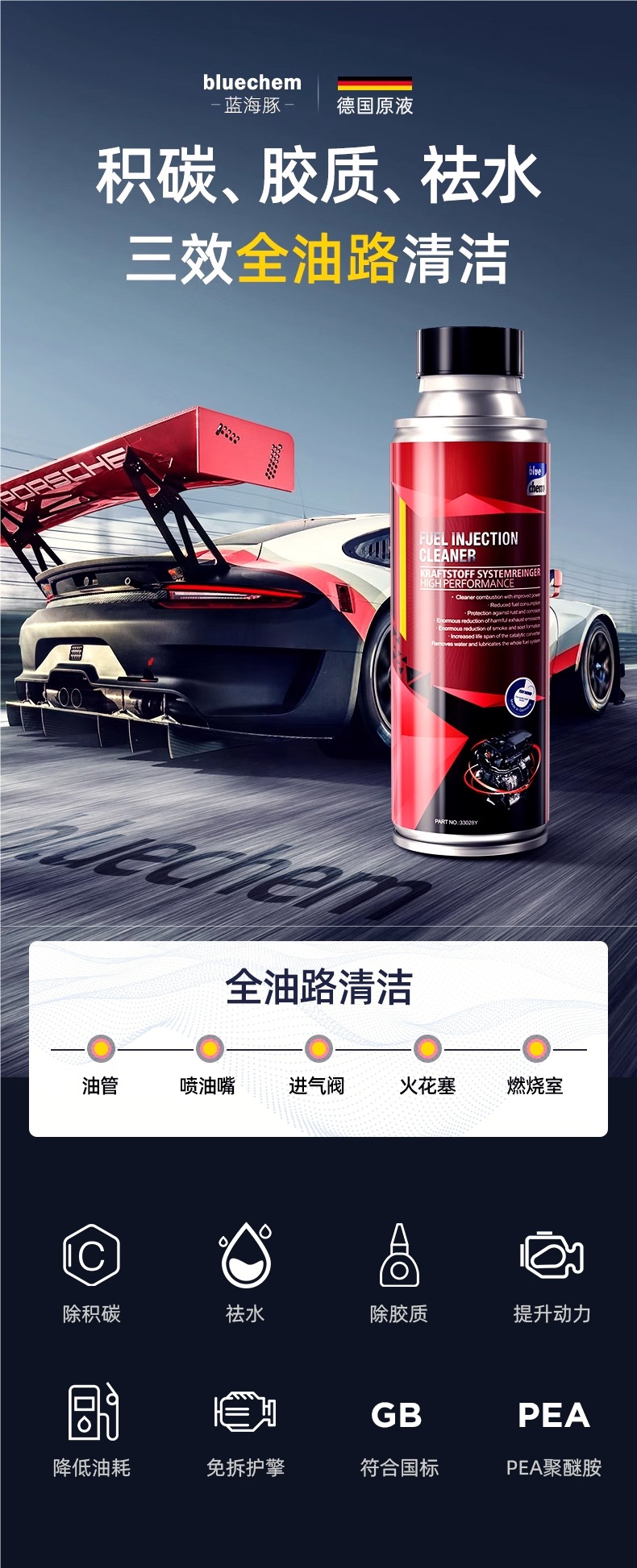 German Blue Dolphin Car Fuel Treasure Carbon Removal Cleaning Agent Engine Pea Liquid Additive Official Authentic Product