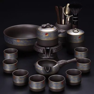 Purple Sand Tea Set Light Luxury High-end suit Household Lazy Automatic Stone Mill Tea Maker Kung Fu Tea Cup Teapot Full Set