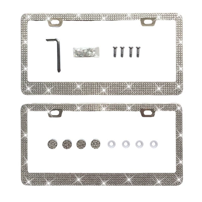 Hot-Selling American Standard License Plate Frame, Thickened Aluminum Alloy, Stainless Steel, Carbon Fiber License Plate Frame, American License Plate Frame, Can Add Logo (License plate holder/license plate holder) - white-double-piece