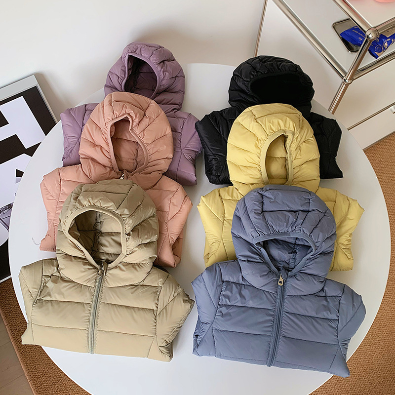 2023 New Small Medium sized Children's Light Thin for Boys and Girls Solid Autumn Down Coat_voghion.com