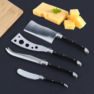 Factory in stock stainless steel cheese knife butter knife black plastic handle cheese knife jam spatula baking utensils