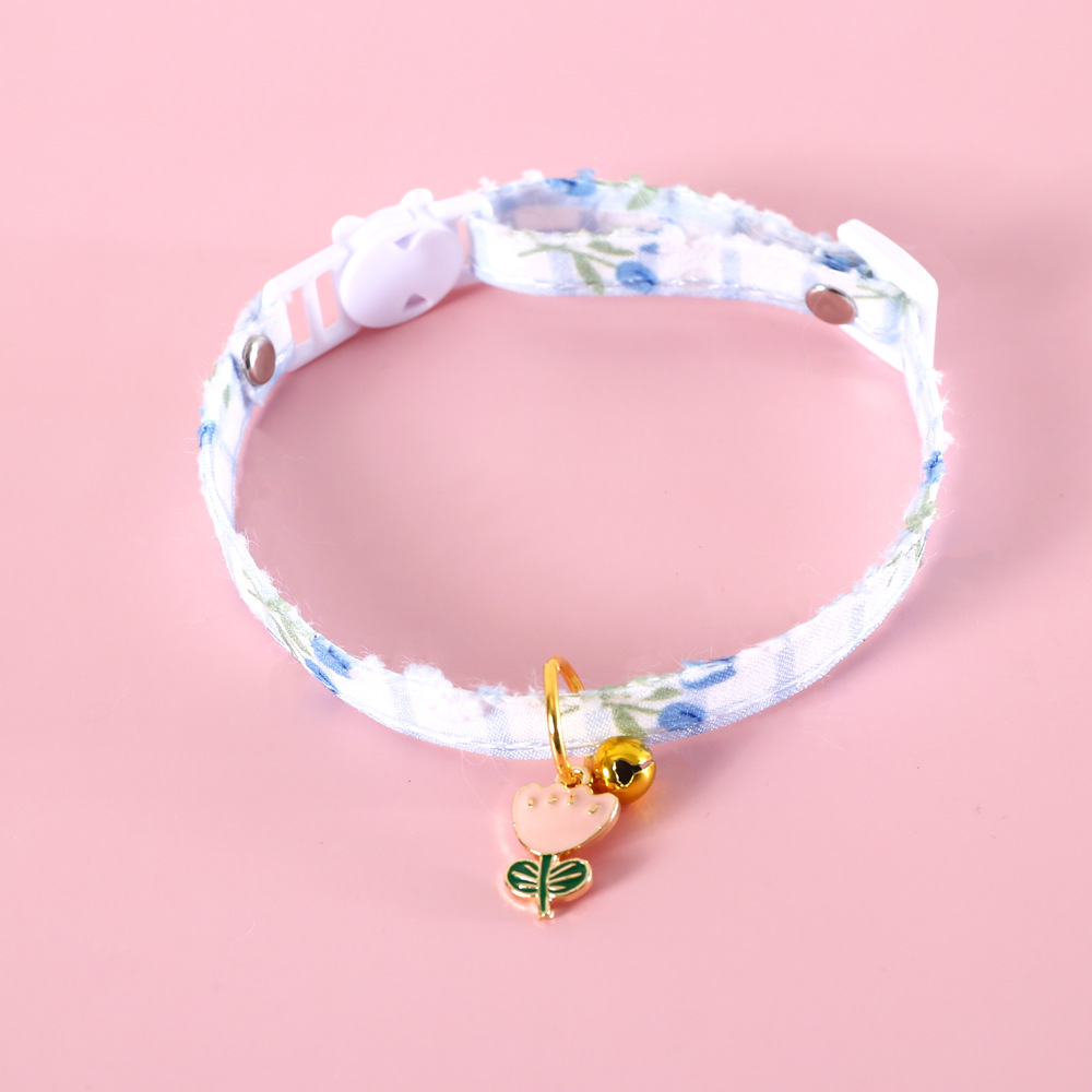 Mascotas gatos cuadrícula flor de azulejos tulipanas collar collar anti-asfixia perro conejo collar